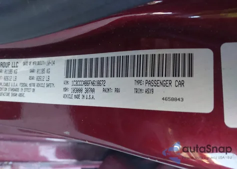 2015 Chrysler 200 Limited z USA, uszkodzony, nr VIN 1C3CCCAB6FN618672